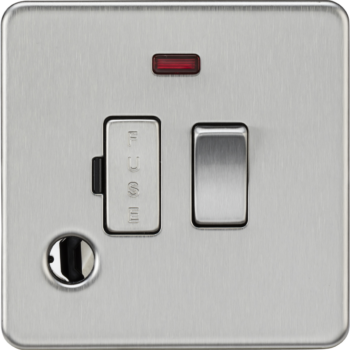 Knightsbridge SF6300FBC Knightsbridge Screwless 13A Switched Fused Spur Unit with Neon and Flex Outlet - Brushed Chrome