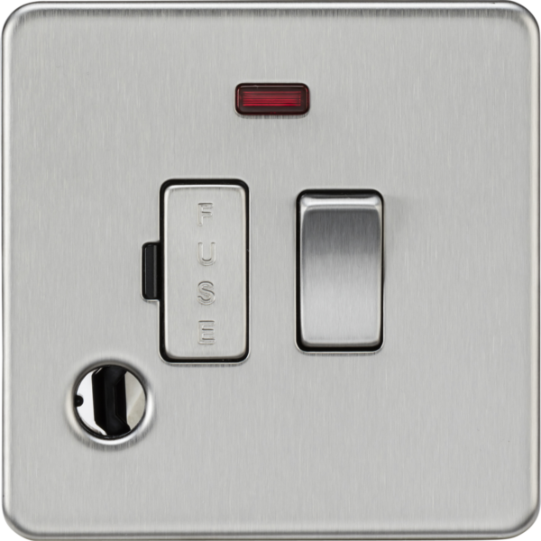Knightsbridge SF6300FBC Knightsbridge Screwless 13A Switched Fused Spur Unit with Neon and Flex Outlet - Brushed Chrome