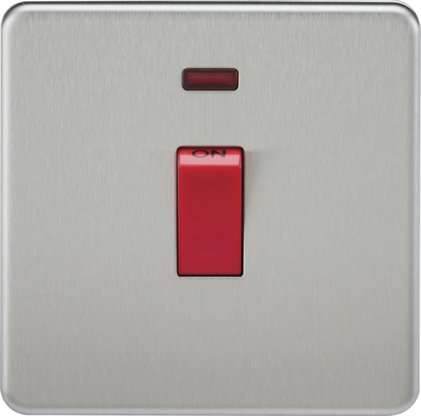 Knightsbridge SF8331NBC Knightsbridge Screwless 45A 1G DP Switch with Neon - Brushed Chrome
