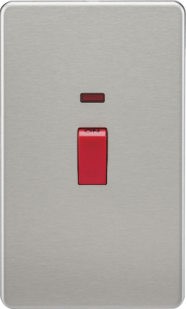 Knightsbridge SF8332NBC Knightsbridge Screwless 45A 2G DP Switch with Neon - Brushed Chrome