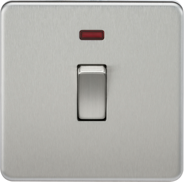 Knightsbridge SF8341NBC Knightsbridge Screwless 20A 1G DP Switch with Neon - Brushed Chrome