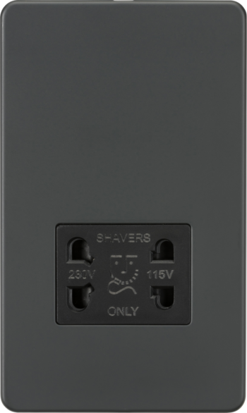 Knightsbridge SF8900AT Knightsbridge Screwless 115V/230V Dual Voltage Shaver Socket - Anthracite with Black Insert