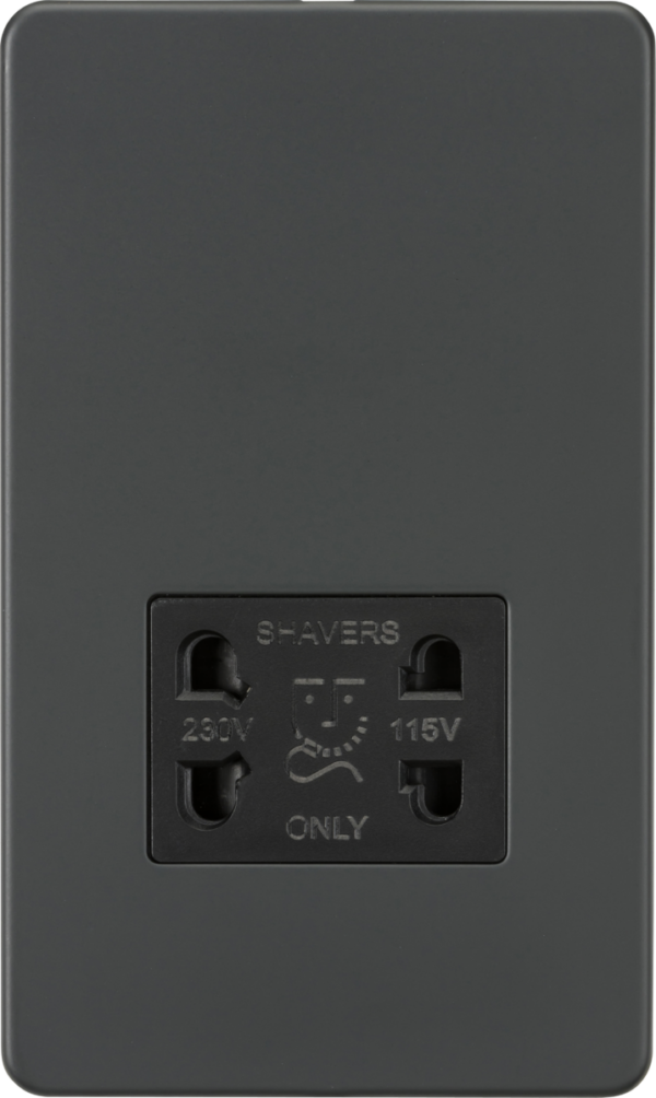 Knightsbridge SF8900AT Knightsbridge Screwless 115V/230V Dual Voltage Shaver Socket - Anthracite with Black Insert