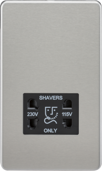 Knightsbridge SF8900BC Knightsbridge Screwless 115V/230V Dual Voltage Shaver Socket - Brushed Chrome with Black Insert