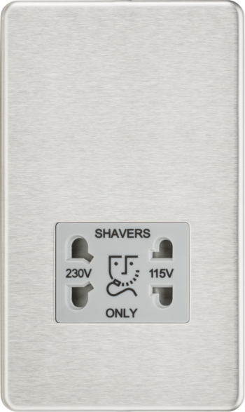 Knightsbridge SF8900BCG Knightsbridge SF8900BCG Screwless 115V/230V Dual Voltage Shaver Socket - Brushed Chrome with Grey Insert