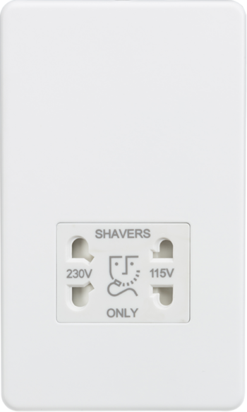 Knightsbridge SF8900MW Knightsbridge Screwless 115V/230V Dual Voltage Shaver Socket - Matt White with White Insert