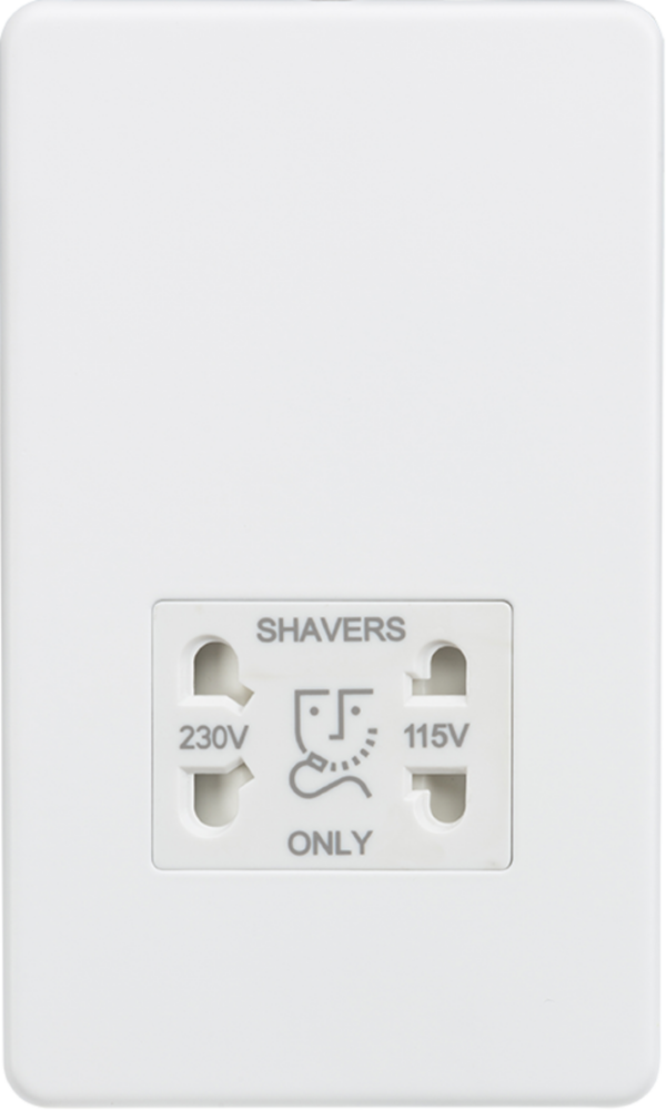 Knightsbridge SF8900MW Knightsbridge Screwless 115V/230V Dual Voltage Shaver Socket - Matt White with White Insert