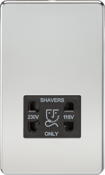 Knightsbridge SF8900PC Knightsbridge Screwless 115V/230V Dual Voltage Shaver Socket - Polished Chrome with Black Insert