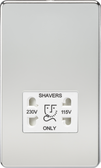 Knightsbridge SF8900PCW Knightsbridge Screwless 115V/230V Dual Voltage Shaver Socket - Polished Chrome with White Insert