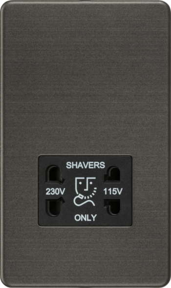 Knightsbridge SF8900SB Knightsbridge Screwless 115V/230V Dual Voltage Shaver Socket - Smoked Bronze with Black Insert