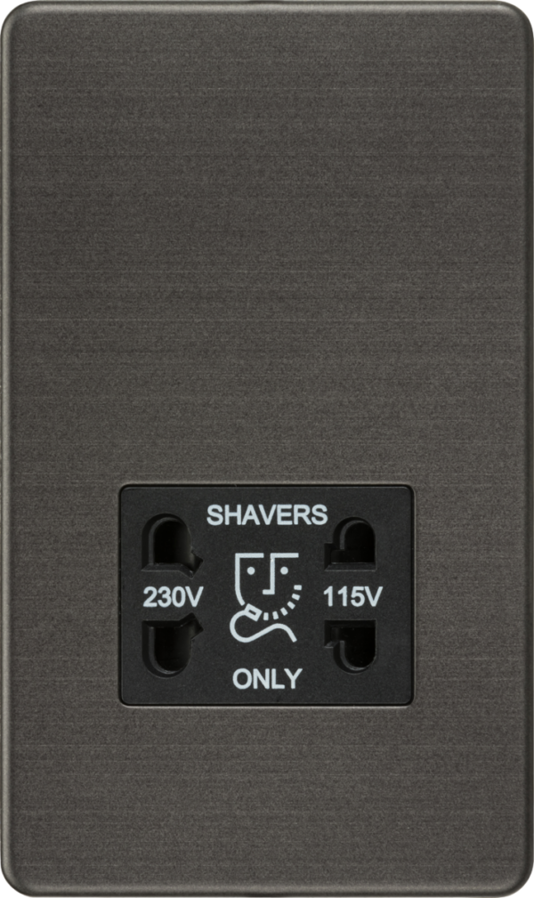 Knightsbridge SF8900SB Knightsbridge Screwless 115V/230V Dual Voltage Shaver Socket - Smoked Bronze with Black Insert