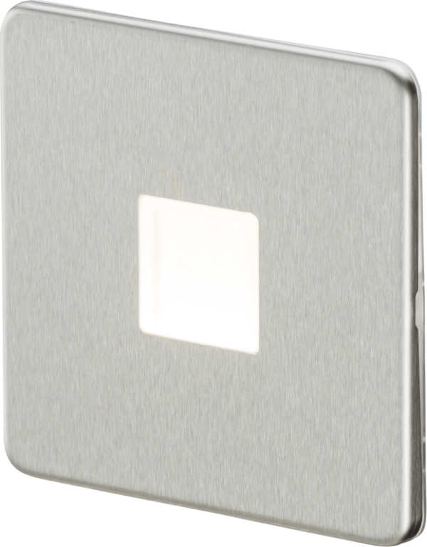 Knightsbridge SFPLBC Knightsbridge Screwless 230V LED Plinth Light - Brushed Chrome