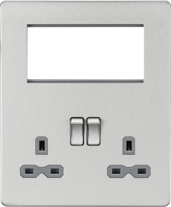 Knightsbridge SFR194BCG Knightsbridge Screwless Small Multimedia Combination Plate - Brushed Chrome with Grey Insert