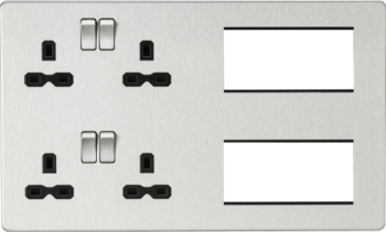 Knightsbridge SFR298BC Knightsbridge Screwless Combination Plate - Brushed Chrome with Black Insert