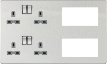 Knightsbridge SFR298BCG Knightsbridge Screwless Combination Plate - Brushed Chrome with Grey Insert