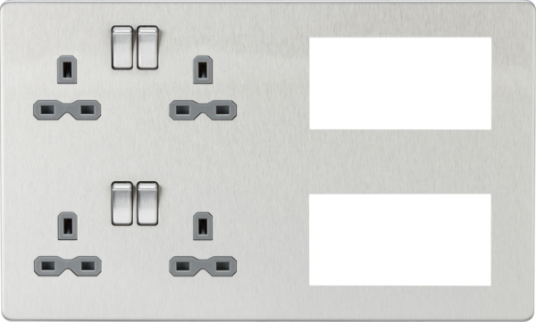Knightsbridge SFR298BCG Knightsbridge Screwless Combination Plate - Brushed Chrome with Grey Insert