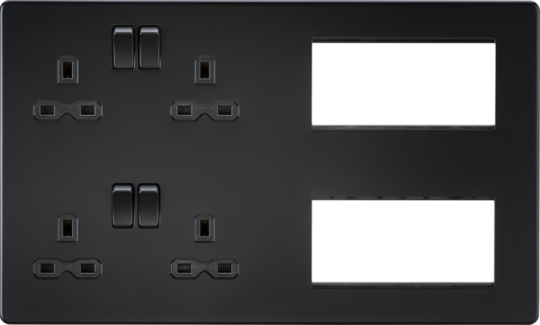 Knightsbridge SFR298MBB Knightsbridge Screwless Combination Plate - Matt Black with Black Insert