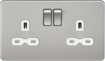 Knightsbridge SFR9000BCW Knightsbridge Screwless 13A 2G DP Switched Socket - Brushed Chrome with White Insert