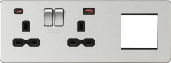 Knightsbridge SFR992LBC Knightsbridge Screwless USB Double Socket with 2G Euro Plate