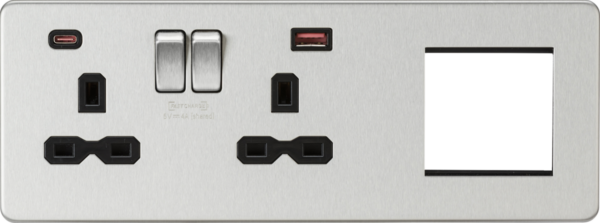 Knightsbridge SFR992LBC Knightsbridge Screwless USB Double Socket with 2G Euro Plate