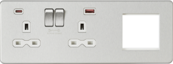 Knightsbridge SFR992LBCW Knightsbridge USB Double Socket Screwless with Euro Plate