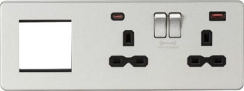 Knightsbridge SFR992RBC Knightsbridge Screwless 13A USB Double Socket with Euro Plate