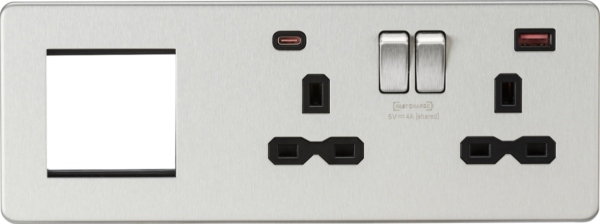 Knightsbridge SFR992RBC Knightsbridge Screwless 13A USB Double Socket with Euro Plate