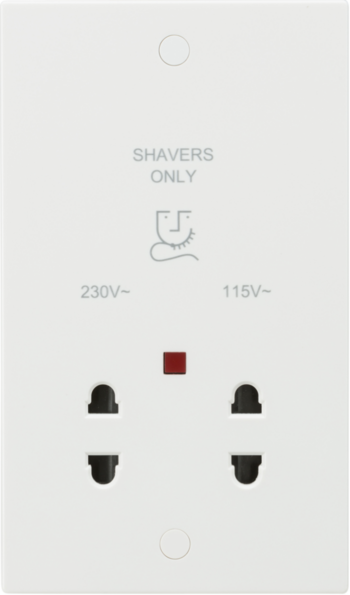 Knightsbridge SN8900N Knightsbridge 115V/230V Dual Voltage Shaver Socket with Neon - White
