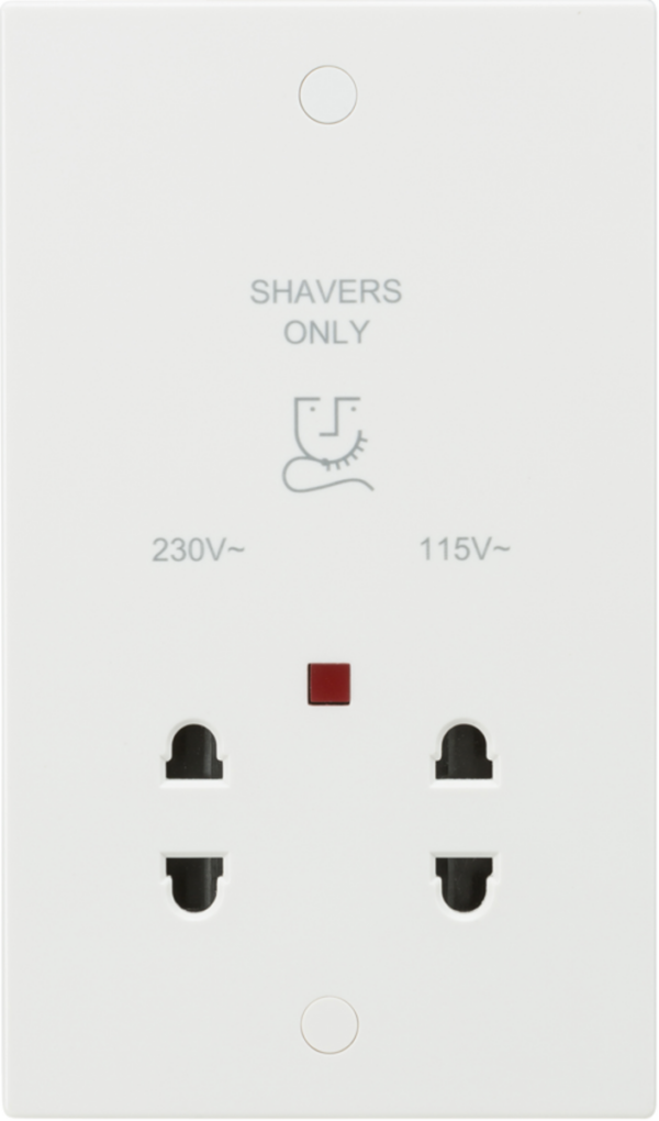 Knightsbridge SN8900N Knightsbridge 115V/230V Dual Voltage Shaver Socket with Neon - White