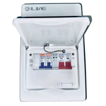 Live Electrical 3 Way SPD Metal Garage Consumer Unit Kit with 2 RCBOs