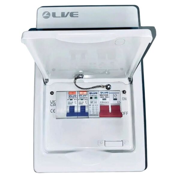 Live Electrical 3 Way SPD Metal Garage Consumer Unit Kit with 2 RCBOs