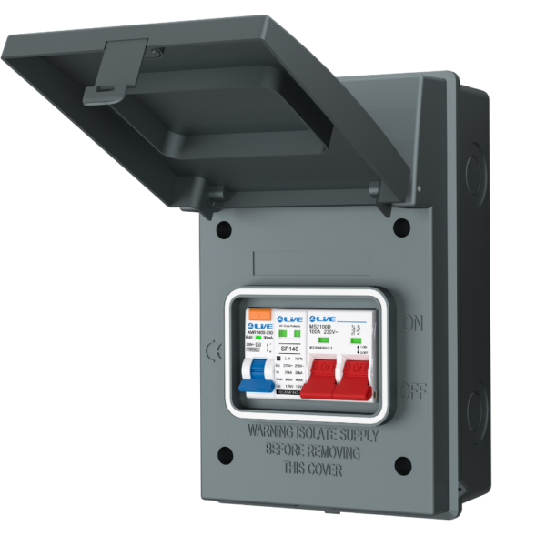 Live Electrical AGU4-SR/G IP65 Metal SPD Garage/EV Consumer Unit with 40A RCBO – Grey