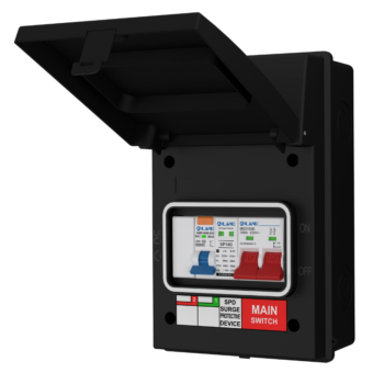 Live Electrical AGU5-SR/B IP65 Metal SPD 2 Way Garage/EV Unit with 40A RCBO - Black