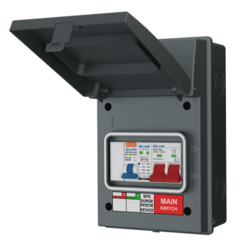 Live Electrical AGU5-SR/G IP65 Metal SPD 2 Way Garage/EV Unit with 40A RCBO - Grey