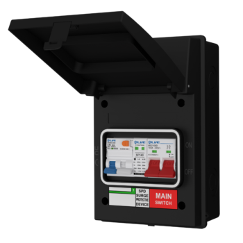 Live Electrical AGU5-SRTC/B IP65 Metal EV Consumer Unit with C40A DP RCBO - Black