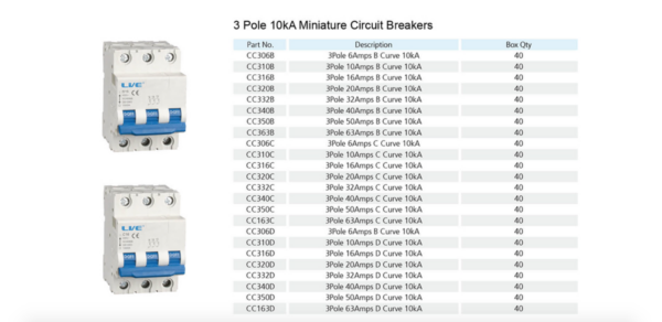 Live Electrical CB332B Live Electrical CB332B 3 Pole 32A B Curve 10kA MCB 2