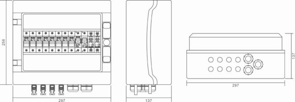 Live Electrical ENC12-PV4/1 Live Electrical 12 Way (8 Fuses) Solar Consumer Unit DC 1000V 4 Input 1 Output 3