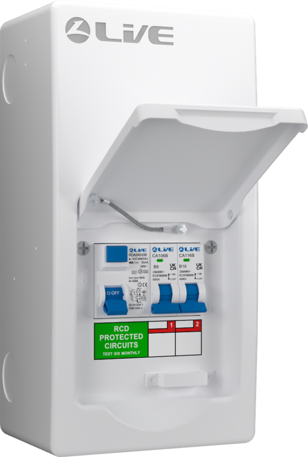Live Electrical LSGU40616 Live Electrical LSGU40616 Garage 40A RCD Consumer Unit with 6A&16A MCBs 1