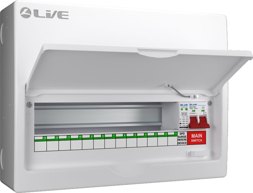 Live Electrical LSMC6M-SP Live Electrical 3 Way SPD Metal Consumer Unit 1