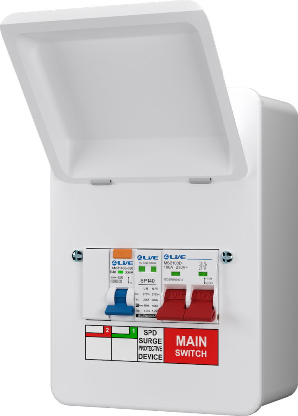 Live Electrical MMGU05-SR Live Electrical MMGU05-SR SPD Garage/EV Consumer Unit with 40A RCBO 2