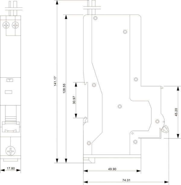 Live Electrical RA110C-030 Live 30mA 10A RCBO 10kA Curve C Type A 2