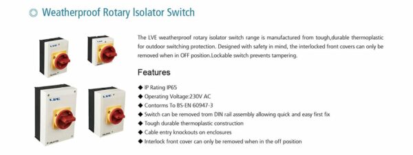 Live Electrical RI440 40A Weatherproof Rotary Isolator Switch 4 Pole 2