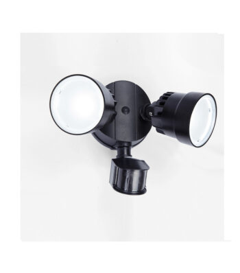 Lutec 7622104330 Lutec - Shrimp Security Lamp - Black - 5000K - Double Moveable Heads - PIR Sensor 1