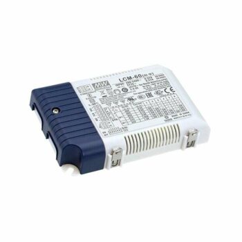Mean Well LCM-60 60W LED Driver – 0–10V, PWM, Push Dim, Multi-Current DIP Switch, 12V AUX Output.