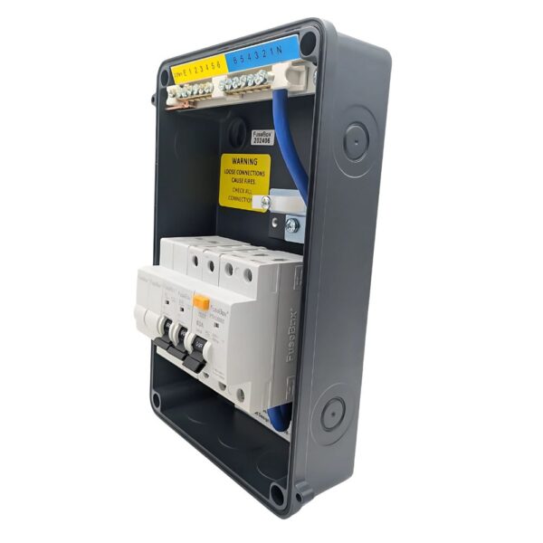 Metal IP65 Garage Consumer Unit with 63A 30mA RCD and 6A & 16A MCBs