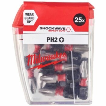 Milwaukee 4932472037 Milwaukee Shockwave Screwdriver Bit Philips PH2 x 25mm Impact Duty - Pack of 25 2