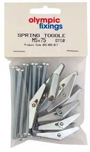 Olympic Fixings 055-095-026 Olympic Fixings Spring Toggle M6x75mm - Pack of 10