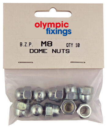 Olympic Fixings 085-196-315 Olympic Fixings Steel Dome Nuts Hanging Pack - M6 x 10 mm - 10 Pcs
