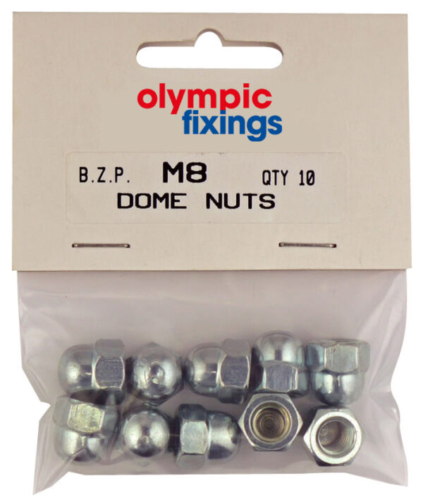Olympic Fixings 085-196-315 Olympic Fixings Steel Dome Nuts Hanging Pack - M6 x 10 mm - 10 Pcs