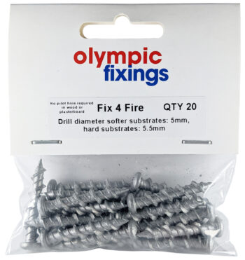 Olympic Fixings 211-100-011 Olympic Fixings Fix4Fire Multi-Purpose Fire Resistant Screws 6x32 mm Pan Head - 20 Pieces
